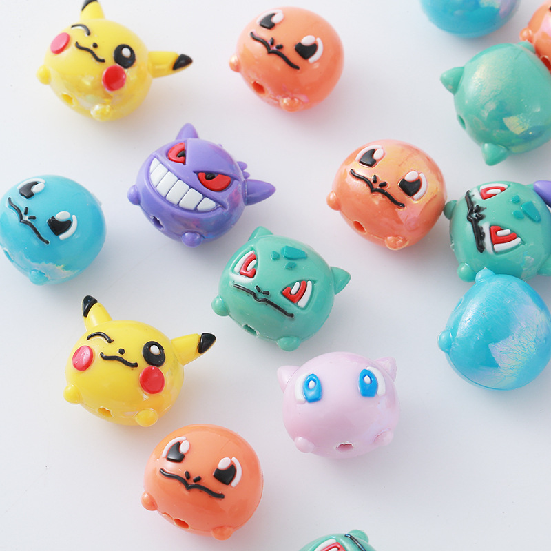 Resin Art Toys - 12 Buah Manik Pokémon DIY Tali