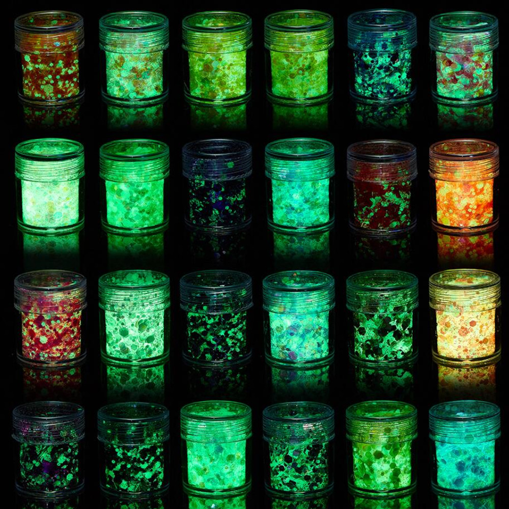 Glitter Powder Resin - 24 Warna Payet Bercahaya Bercahaya Dalam