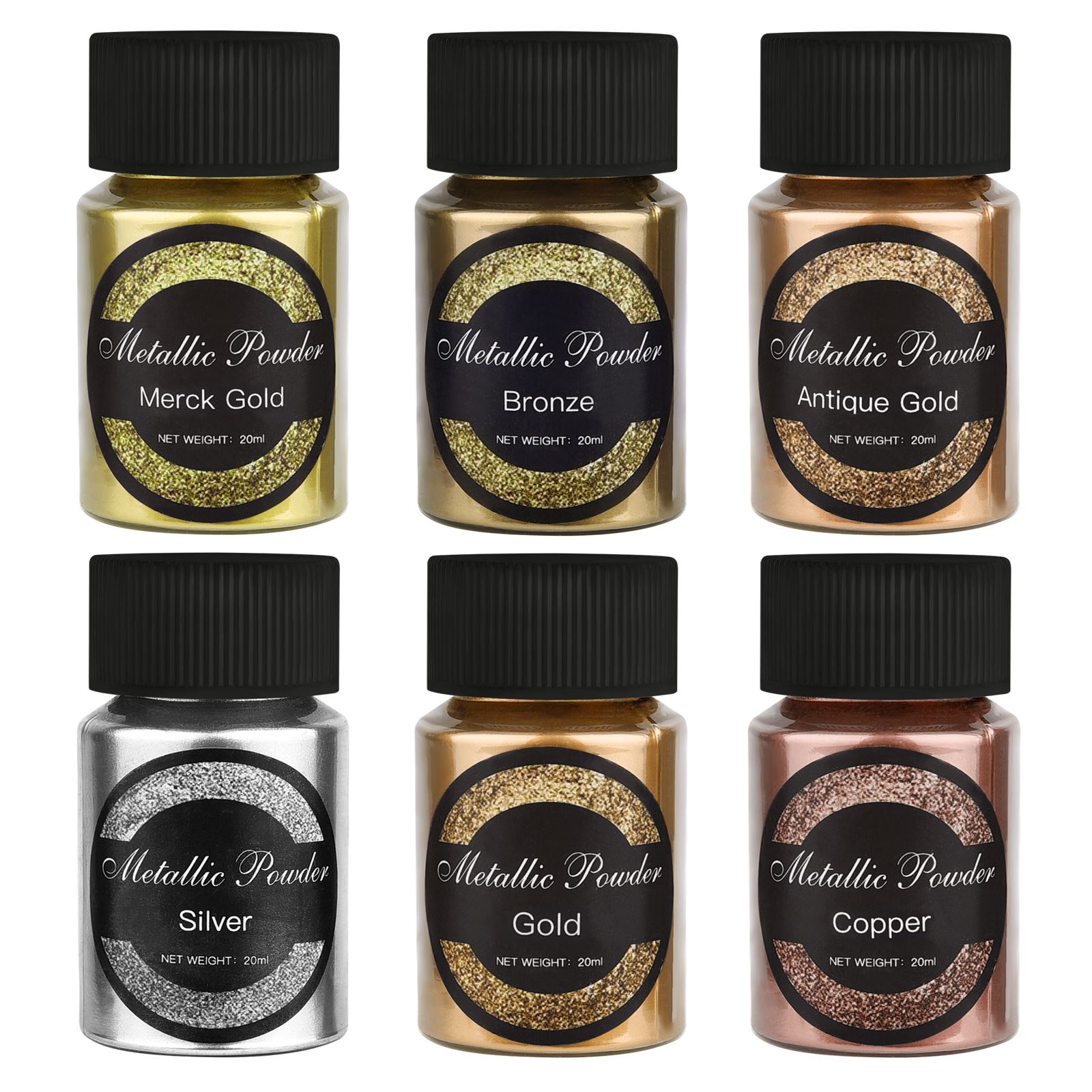 Glitter Powder Resin - Bubuk Glitter metalik 20ml/botol, pigmen warna