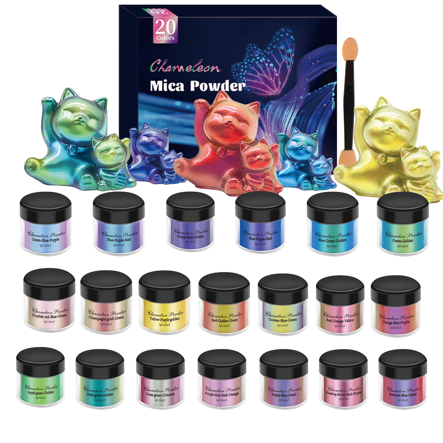 10/20 Buah Set Pigmen Cermin B - Glitter Powder Resin ulasan dan harga
