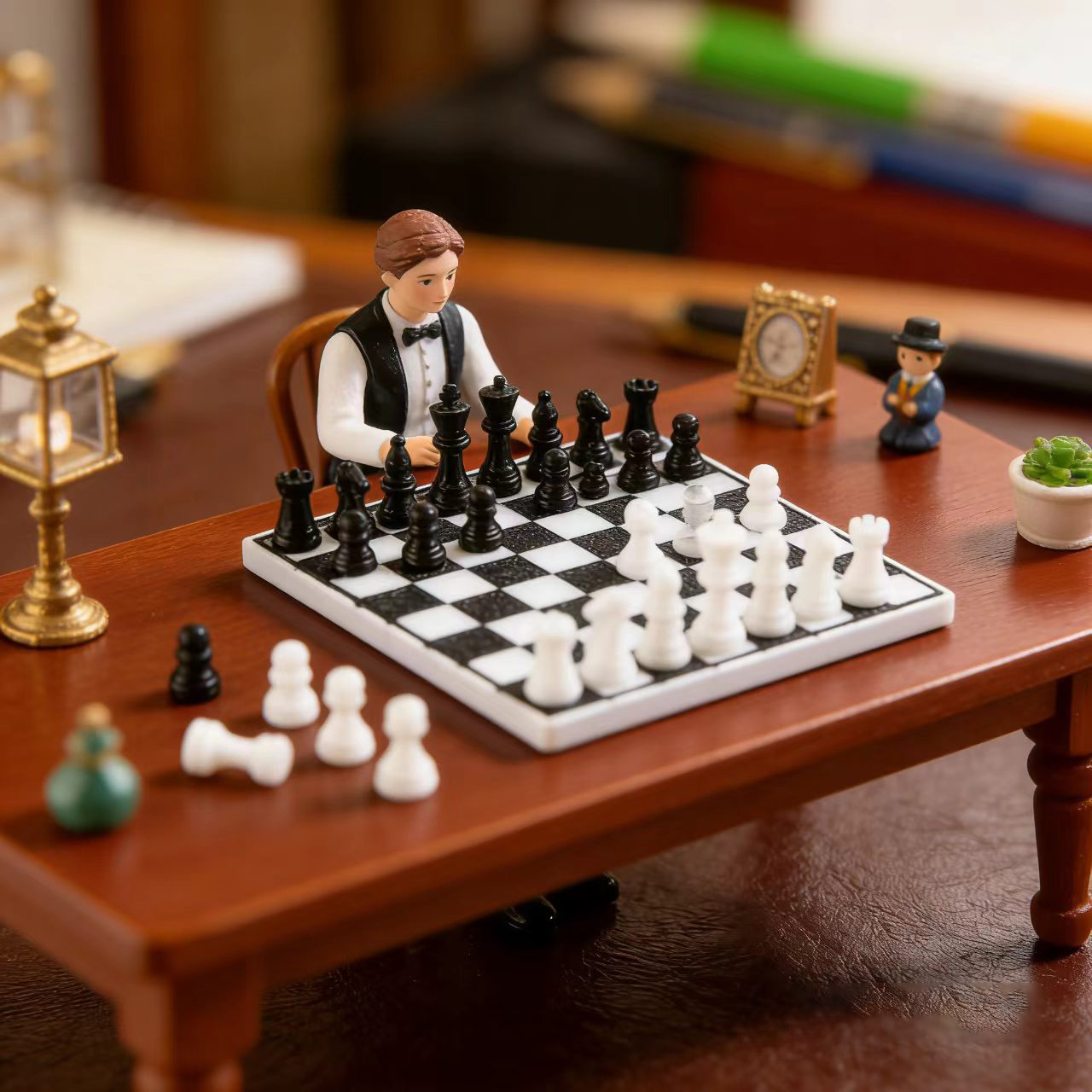 1set/Miniatur set catur hitam  - Resin Art Toys ulasan dan harga